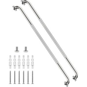 48 Inch Anti Slip Shower Grab Bar, 2 Pack Munzong Bathroom Grab Bar for Showers, Brushed Nickel Knurled Handicap Balance Bar,Safety Hand Rail Support Elderly Senior Assist Bath Handle