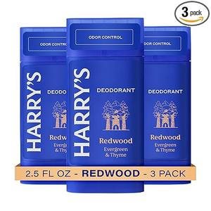 Harry's Aluminum Free Deodorant for Men  Odor Control, Redwood Scent, 2.5 Oz, 3Pack, Men Deodorant Aluminum Free