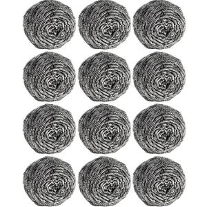 12Pcs Steel Wool Scrubber Pads for Cleaning Dishes, Pans, Pots, Ovens, Grills, Sinks - Stainless Steel Scrubbers for Kitchen, 12 Pack