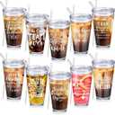 Patelai 10 Set Thank You Gifts Employee Appreciation Gifts Bulk 20 oz Glass Tumbler with Lid and Straw for Social Worker Staff Colleagues Teachers Nurse Gift Customer Retirement Present(Team)