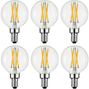 Arberlic G16.5 Light Bulb,4W E12 LED Bulb dimmable Equivalent E12 Candelabra Bulb 40 Watt,Warm White 2700K,400lm,CRI85+,AC120V,Edison Style,Clear Glass,ETL Listed,Pack of 6