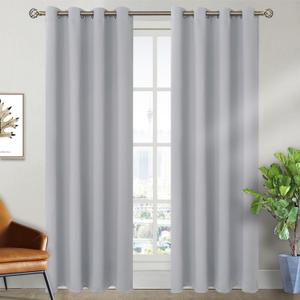 BGment Room Darkening Curtains 84 Inches Long - Grommet Thermal Insulated Drapes Window Treatment Curtains for Bedroom, 2 Panels, 52 x 84 Inch, Light Grey
