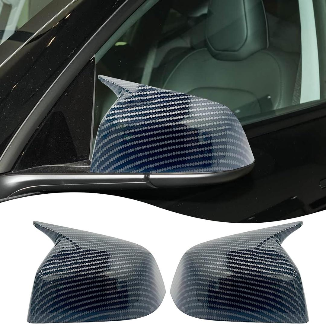 Side Mirror Cover,for Tesla Model Y 2026 20272PCS Horned Turn Signal housing Cover Sets car Accessories -Carbon Fiber