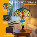 Capulina Tiffany Lamp Blue Red Dragonfly Stained Glass Table Lamp 3-Light