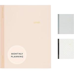Sugar Paper 2026 Monthly Planner, January to December, 8" x 10", Calendar for Women, Flexible Matte Paper Cover, Fabric Tape Stitch Binding, 12 Month, Two Tone Pink