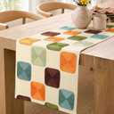 13"x 72" Embroidered Canvas Table Runner, Mosaic