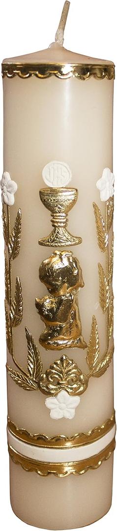 8 Inch Baptism Candle for Christening Celebration for Boy or Girl Ivory Color Catholic Candle or Vela de Bautizo