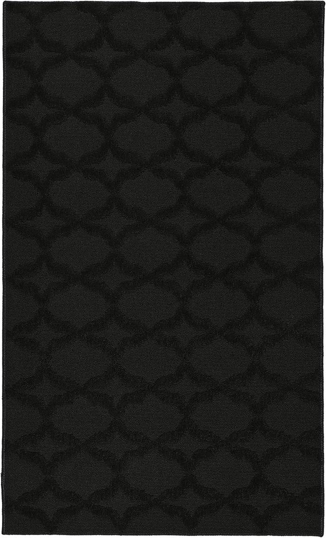 Garland Rug Sparta Non Slip Polypropylene 3 Ft. X 5 Ft. Black Area Rug- Ideal for Living Rooms & Hallways, Stylish & Durable for High Traffic Areas
