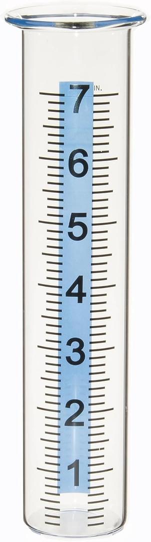 7" Capacity Rain Gauge Glass Replacement Tube with Lid Design for Yard Garden Outdoor Home (01)