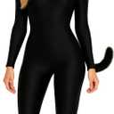 Women's Long Sleeve Unitard Dance Costume Spandex Full Body Suits One Piece Jumpsuits (Medium, Black)