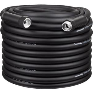 DEWENWILS Garden Hose 100 ft x 5/8", Water Hose with Swivel Handle, Heavy Duty, Lightweight, Flexible Hose for Plants, Car, Yard, 3/4 Inch Solid Fittings, Drinking Water Safe (Black)
