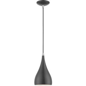 Livex Lighting, 41171-96, Amador, Mini Pendant, Shiny Dark Gray with Polished Chrome Accents
