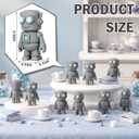 Leinuosen 100 Pcs Mini Rubber Robot Figures Bulk Miniature Robot Figurines Robots Theme Party Supplies Toppers Statues Birthday Gifts for Tabletop Home Garden Decor to Hide (Gray)