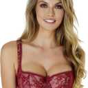 Rosme Women's Balconette Bra with Push Up Effect Plus Size Sexy Lace Demi Half Cup Bra Underwired Low Cut Mesh Bras Eliza (44DDD)