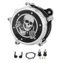 High Flow Air Filter Intake Kit with Skull Design for Harley Dyna Softail Touring EVO (Chromed, Built-in Breather) 1993-2017