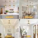 3 Pack Gold Pendant Lights, Modern Farmhouse Kitchen Pendant Lighting Over Island, Metal Cage Hanging Lights with Clear Glass Shade for Kitchen Island, Dining Room, Entryway, Hallway
