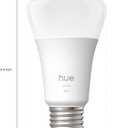 Philips Hue Smart LED A19 Bulb 4-Pack, Warm White Light 2700K, E26 Base, 9W, 810 Lumens, Dimmable, Works with Alexa, Google Assistant, and Apple Home
