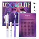 Lash Clusters Kit for DIY Lash Extension at Home, False Eyelashes Set with Bond Seal, Lash Remover, Brush, Tweezers, Wispy Individual Clusters Eye Lash Extensions (Vacay Vibes)-5 Sizes (8-16mm)