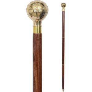 Solid Brass Globe Head Walking Cane  Victorian Style Wooden Walking Stick for Men & Women  Handmade Brass Handle Designer Cane for Collectors & Seniors