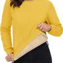 MAGCOMSEN Women's Sherpa Lined Sweatshirts Thermal Casual Crewneck Fleece Pullover Winter Warm Thick Tops (Large, Yellow)