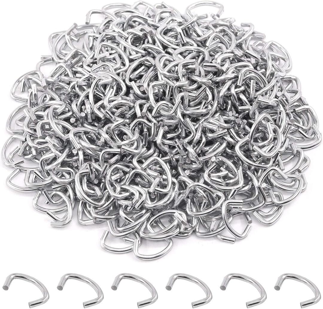 1000 Pcs 1/2" Galvanized Hog Rings, Professional Upholstery Hog Rings Set for Furniture,Fencing,Bagging, Railing, Sausage Casing, Meat Bags, Shock Cords