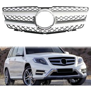 GLK Class Grill GLK Front Grille Bumper for Mercedes Benz X204 GLK350 GLK300 GLK280 2009 2010 2011 2012 Silver (2008-2012 w/o Emblem)