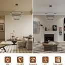 Modern LED Chandelier, 31.5'' Ring Chandelier, 3 Ring Black Round Chandelier Dimmable for Living Room Foyer