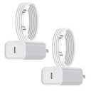 iPhone 16 15 Charger Fast Charging, 2Pack 20W Apple USB C Fast Charger Wall Adapter Blocks & 2Pack Fast Charging Cable Cord for iPhone 16 Pro Max/16e/15 Pro/15 Plus,iPad Air/Pro,AirPods