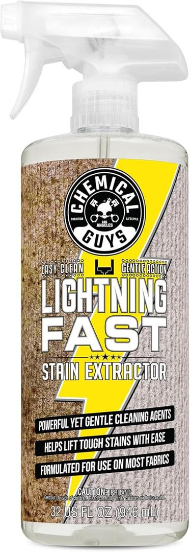 Chemical Guys Lightning Fast Carpet and Upholstery Stain Extractor, (Fabric, Upholstery, & Carpet), Safe for Cars, Home, Office, Furniture & More, 32 fl oz, Fresh Scent