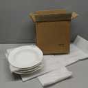 DOWAN Soup and Pasta Bowls Set of 4, White Porcelain Wide Rim Salad Plates, 20 Ounces, Microwave & Dishwasher Safe (9.5")