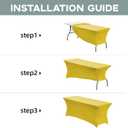 CWK 4FT Waterproof Stretch Spandex Table Cover for Rectangular Tables - Elastic Fitted Tablecloth for Folding Tables,Wrinkle Resistant Table Cloth for Parties, Weddings, Banquets & Events (Yellow)