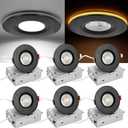 CRI90 3 Inch Recessed Night Lights8W Gimbal LED Indoor Spotlight Canless Soffit Ceiling Eyeball Lighting Fixture5CCT Dimmable 360 Degree Rotation Wafter Light 750LM, ETL Listed, Black, 6 Pack