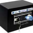 SereneLife Fingerprint Safe 0.63 Cubic FT | Electronic Fingerprint Access, Money, Handgun & Jewlery Safe for Home & Office | Touchscreen Keypad & includes 4 Keys | 13.77 x 9.84 x 9.84 Inch | Black