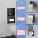 Black Toilet Paper Holder with Recessed Wall Niche for Storage,Stainless Steel in Wall Toilet Paper Dispenser with Shelf,15.9inX7.9inX4.9in (Matte Black)