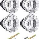 Newliplace 2 Pack Mortise Lock Glass Door Knobs Replacement Set, Vintage Crystal Door Knobs for Replacing Broken Old Antique Lock Sets on Interior Door, Matte Black Finish