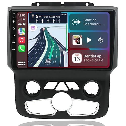 for Dodge Ram 1500 2500 3500 Radio Upgrade 2013-2019: Android 14 Car Stereo with Wireless CarPlay & Android Auto - 9 Inch Touchscreen GPS Navi Head Unit with Bluetooth - Only fit Automatic AC