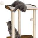 FourFurPets 26.7in Large Cat Tree Tower Condo, Cat Scratch Posts for Indoor Cats, Big Plate, Three 23.6in Full Sisal Scratching Posts, Rustic Brown (22"L x 15.7"W x 26.7"H)