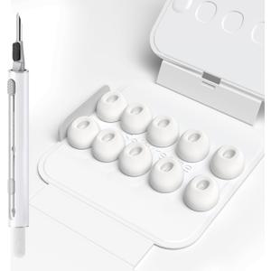 Seltureone 5 Pairs for AirPods Pro 3 Ear Tips Replacement with Cleaning Kit and Storage Box, 5 Sizes Soft Silicone Ear Tips for AirPods Pro 3rd Generation 2025 Accessories - Medium