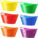 Patelai 6 Pcs Ice Buckets Bulk, Plastic Ice Buckets with Handles, Oval Storage Tub, Large Capacity Drink Tub for Party Bar Wine Beer Champagne Beverage Bottle Cooler(4.5 Liter,Multicolor)
