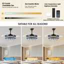 Asyko 48" Black Crystal Retractable Chandelier Ceiling Fan with Lights