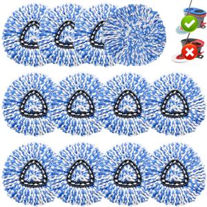 12 Pack Spin Mop Replacement Head,Fit for Rinse Clean 2-Tank System, Microfiber Mop Head Replacement Easy Wring Mop,Refill Mop Replace Head for Floor Cleaning