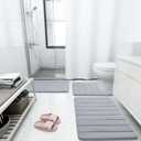 Buganda Memory Foam Bath Mat, 47" x 17", Ultra Soft and Non-Slip Bathroom Rugs, Water Absorbent and Machine Washable Bath Rug Runner for Bathroom, Shower, and Tub, Medium Grey