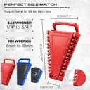8-Piece Magnetic Socket and Wrench Organizer Set, Metric & SAE, 1/4", 3/8", 1/2"Drive Detachable Socket Storage Tray, 24-Slot Wrench Holder with Non-Slip Handle & Lock Cover for Toolbox Drawer Storage