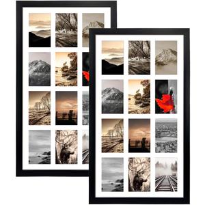 12 Opening 4x6 Black Collage Picture Frames Set of 2, Multiple Frames for Displaying 6x4 Photos with White Mat 12 Opening 4x6 Black Collage Picture Frames Set of 2, Multiple Frames for Displaying 6x4 Photos with White Mat