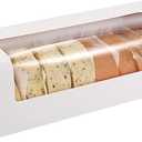 RIFMEAE 24-Pack 12" x 4" x 3.5" Roll Cake Boxes, Loaf Pumpkin Roll Boxes, White Bakery Boxes with Window, Auto-Popup Pastry Boxes
