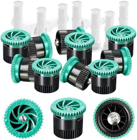 HolyMaji 10 Pieces Variable Arc Nozzle, Sprinkler Heads Replacement Compatible with Pop up Sprinklers Adjustable 0-360 Degree Full Circle Spray Nozzle for Garden Lawn Irrigation (4AN)