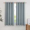 NICETOWN Linen Stone Blue Curtains 63 inch Length, Grommet Top Casual Semi Sheer Privacy Window Drapes with Light Penetration for Beach House/Bedroom, W55 x L63, 2 Panels