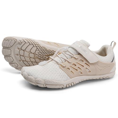 Grand Attack Barefoot Shoes Women,Wide Toe Box Minimalist Zero Drop Walking Shoes Lightweight Cross Training Trail Running Wrestling Weightlifting Fitness Rock Climbing Gym Sneakers Beige Size 7.5