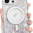 Bonoma for iPhone 16 Pro Case Sparkly Glitter Bling Back, Magnetic Support for MagSafe Shockproof Crystal and Clear High-Duty Protection for Girls Women-Sparkly Glitter