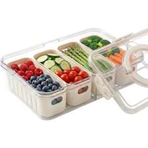 [Dishwasher Safe] Salad Bar Containers for Fridge, Veggie Containers for Refrigerator, Salad Prep Containers for Fridge, Veggie Tray with Lid, Storage & Organizer for Fruit, Berry, Produce Keeper